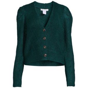 Design History Rib Knit Cardigan - Emerald